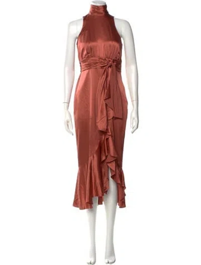 Pre-owned Cinq À Sept Silk Midi Length Dress In Pink