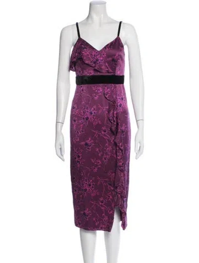 Pre-owned Cinq À Sept Silk Midi Length Dress In Purple
