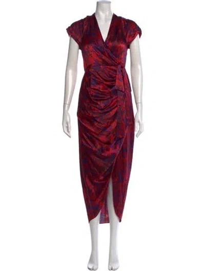 Pre-owned Cinq À Sept Silk Midi Length Dress In Red