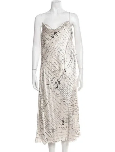 Pre-owned Cinq À Sept Silk Midi Length Dress W/ Tags In White