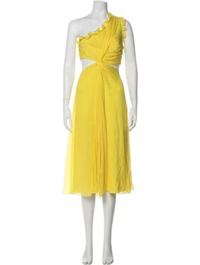 Pre-owned Cinq À Sept Silk Midi Length Dress In Yellow