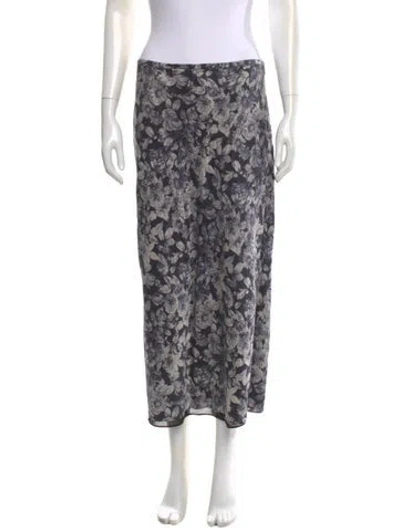 Pre-owned Cinq À Sept Silk Midi Length Skirt In Blue