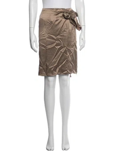 Pre-owned Cinq À Sept Silk Midi Length Skirt In Brown