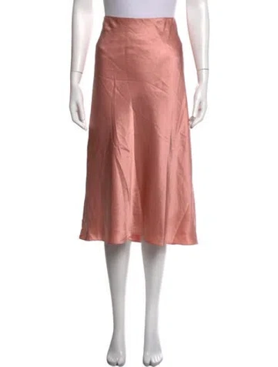 Pre-owned Cinq À Sept Silk Midi Length Skirt In Metallic/pink