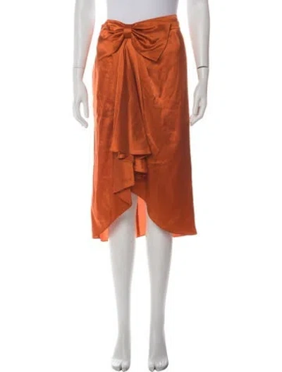 Pre-owned Cinq À Sept Silk Midi Length Skirt In Orange