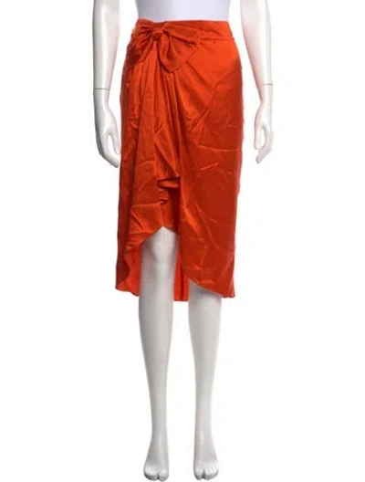 Pre-owned Cinq À Sept Silk Midi Length Skirt In Orange
