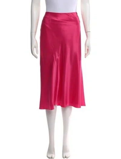 Pre-owned Cinq À Sept Silk Midi Length Skirt In Pink