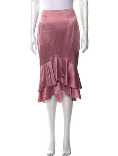 Pre-owned Cinq À Sept Silk Midi Length Skirt In Pink