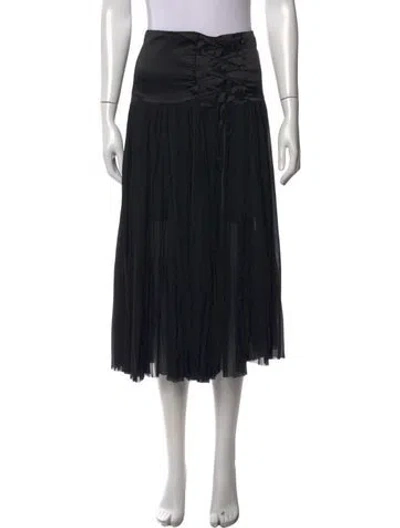 Pre-owned Cinq À Sept Silk Midi Length Skirt W/ Tags In Black
