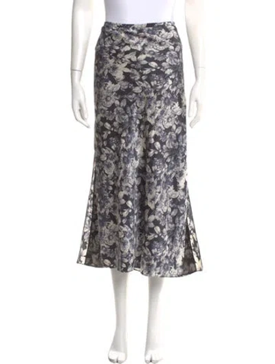 Pre-owned Cinq À Sept Silk Midi Length Skirt W/ Tags In Blue