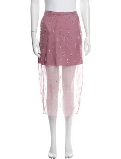 Pre-owned Cinq À Sept Silk Midi Length Skirt W/ Tags In Pink