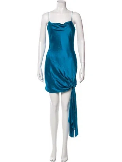 Pre-owned Cinq À Sept Silk Mini Dress In Blue
