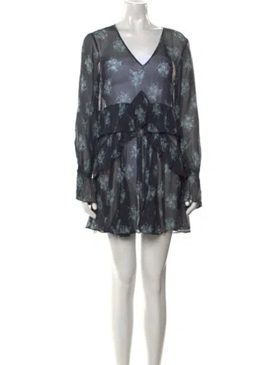 Pre-owned Cinq À Sept Silk Mini Dress In Blue