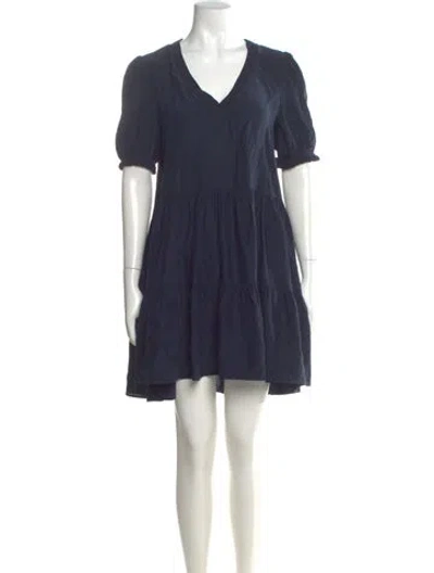 Pre-owned Cinq À Sept Silk Mini Dress In Blue