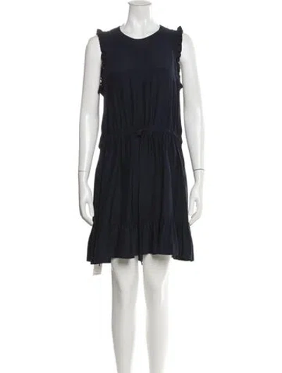 Pre-owned Cinq À Sept Silk Mini Dress In Blue