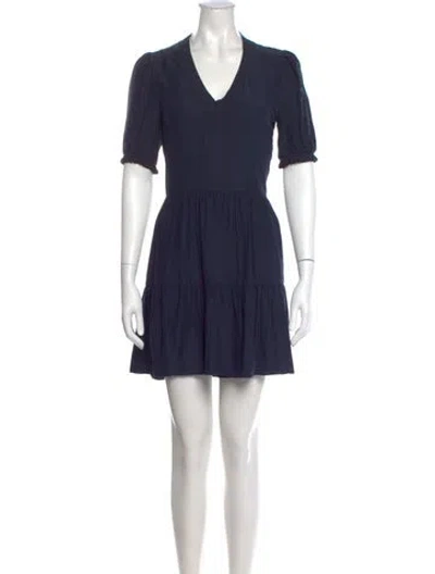 Pre-owned Cinq À Sept Silk Mini Dress In Blue