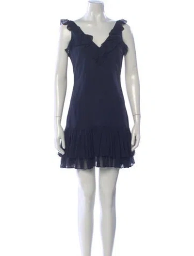 Pre-owned Cinq À Sept Silk Mini Dress In Blue