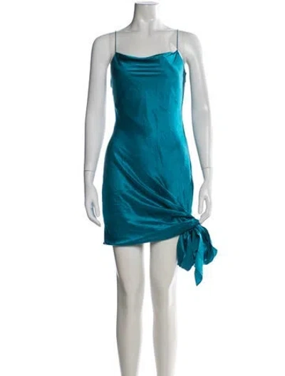 Pre-owned Cinq À Sept Silk Mini Dress In Blue