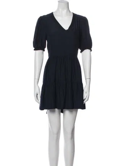 Pre-owned Cinq À Sept Silk Mini Dress In Blue