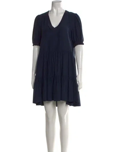 Pre-owned Cinq À Sept Silk Mini Dress In Blue