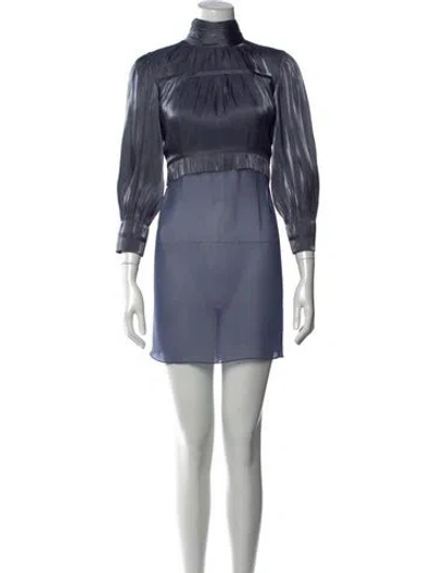 Pre-owned Cinq À Sept Silk Mini Dress In Blue