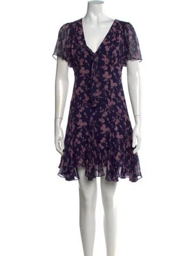 Pre-owned Cinq À Sept Silk Mini Dress In Blue