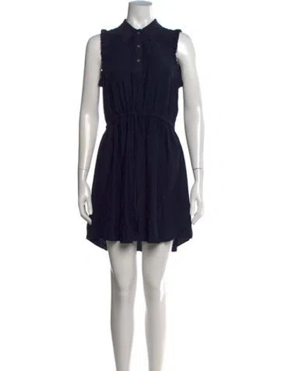 Pre-owned Cinq À Sept Silk Mini Dress In Blue