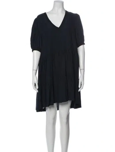 Pre-owned Cinq À Sept Silk Mini Dress In Blue