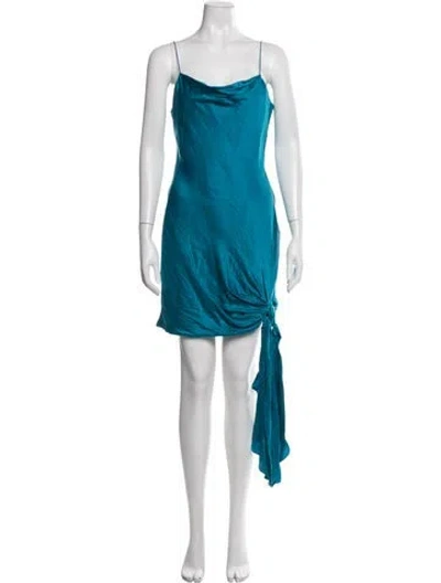 Pre-owned Cinq À Sept Silk Mini Dress In Blue