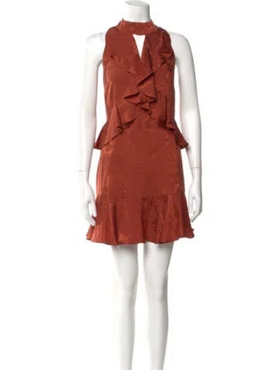 Pre-owned Cinq À Sept Silk Mini Dress In Brown