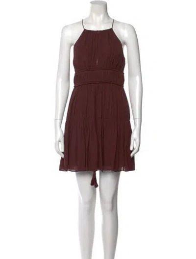 Pre-owned Cinq À Sept Silk Mini Dress In Burgundy