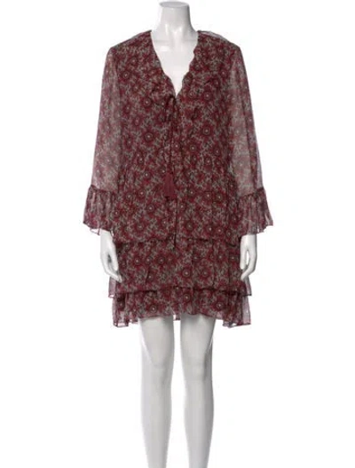 Pre-owned Cinq À Sept Silk Mini Dress In Burgundy