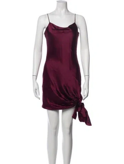 Pre-owned Cinq À Sept Silk Mini Dress In Burgundy