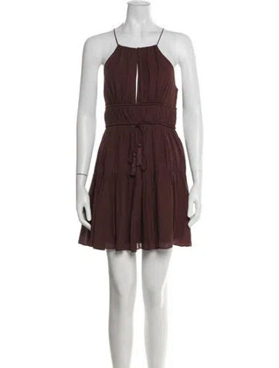 Pre-owned Cinq À Sept Silk Mini Dress In Burgundy