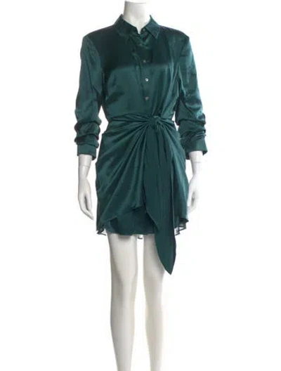 Pre-owned Cinq À Sept Silk Mini Dress In Green