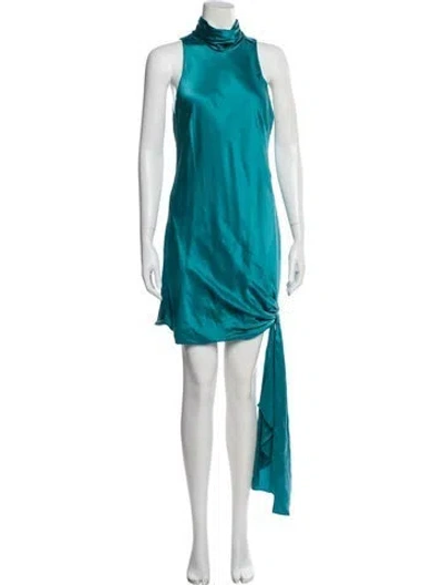 Pre-owned Cinq À Sept Silk Mini Dress In Green
