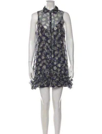Pre-owned Cinq À Sept Silk Mini Dress In Multi
