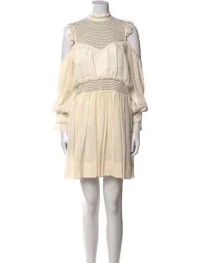 Pre-owned Cinq À Sept Silk Mini Dress In Neutral