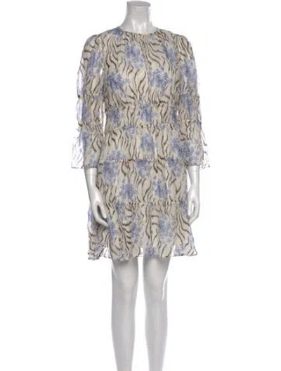 Pre-owned Cinq À Sept Silk Mini Dress In Neutral