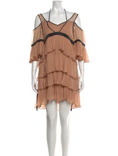 Pre-owned Cinq À Sept Silk Mini Dress In Neutral