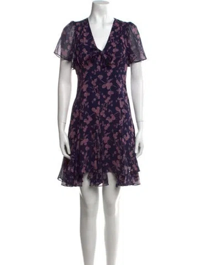Pre-owned Cinq À Sept Silk Mini Dress In Purple