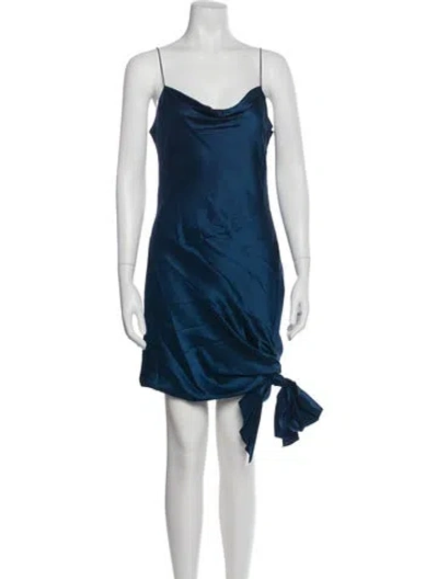 Pre-owned Cinq À Sept Silk Mini Dress W/ Tags In Blue