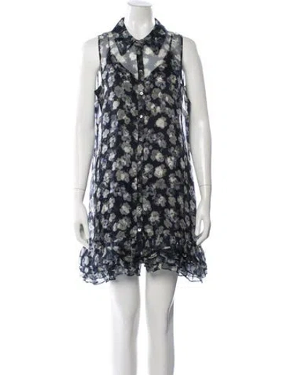 Pre-owned Cinq À Sept Silk Mini Dress W/ Tags In Blue