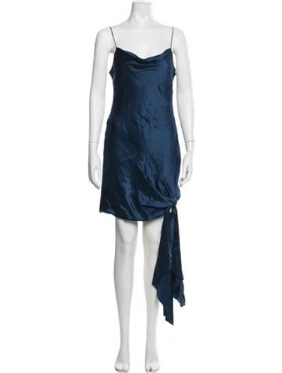 Pre-owned Cinq À Sept Silk Mini Dress W/ Tags In Blue
