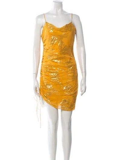 Pre-owned Cinq À Sept Silk Mini Dress W/ Tags In Yellow