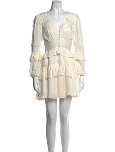 Pre-owned Cinq À Sept Silk Mini Dress In White
