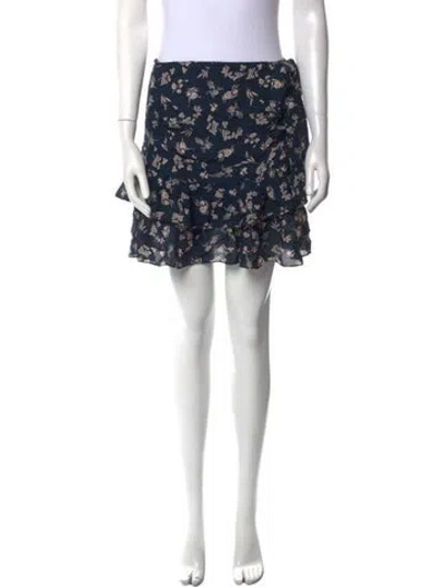 Pre-owned Cinq À Sept Silk Mini Skirt In Blue