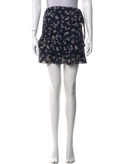 Pre-owned Cinq À Sept Silk Mini Skirt In Blue