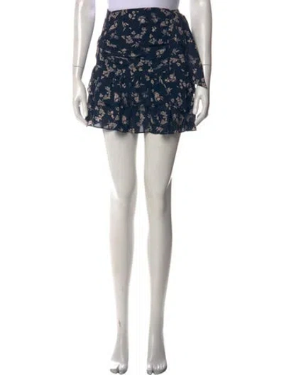 Pre-owned Cinq À Sept Silk Mini Skirt In Blue