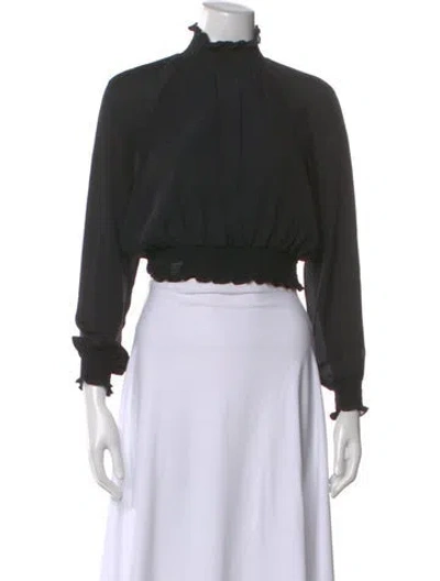 Pre-owned Cinq À Sept Silk Mock Neck Blouse In Black